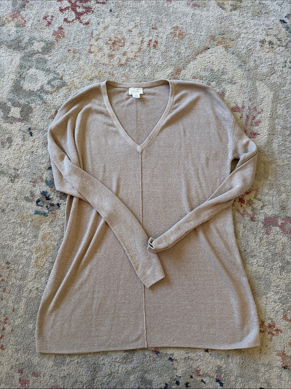Caslon Lightweight Taupe Crewneck Sweater